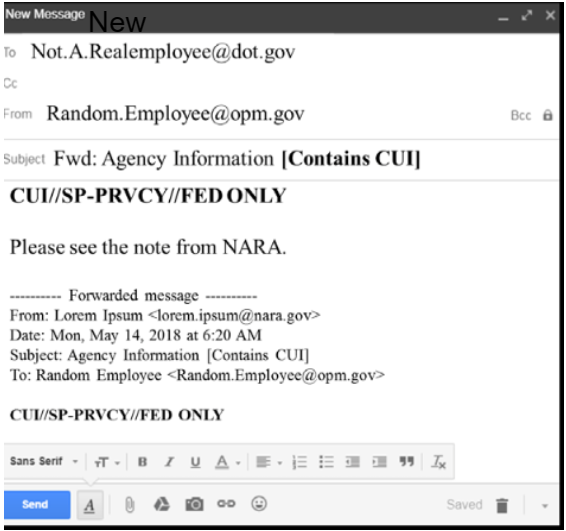 Example of email with CUI