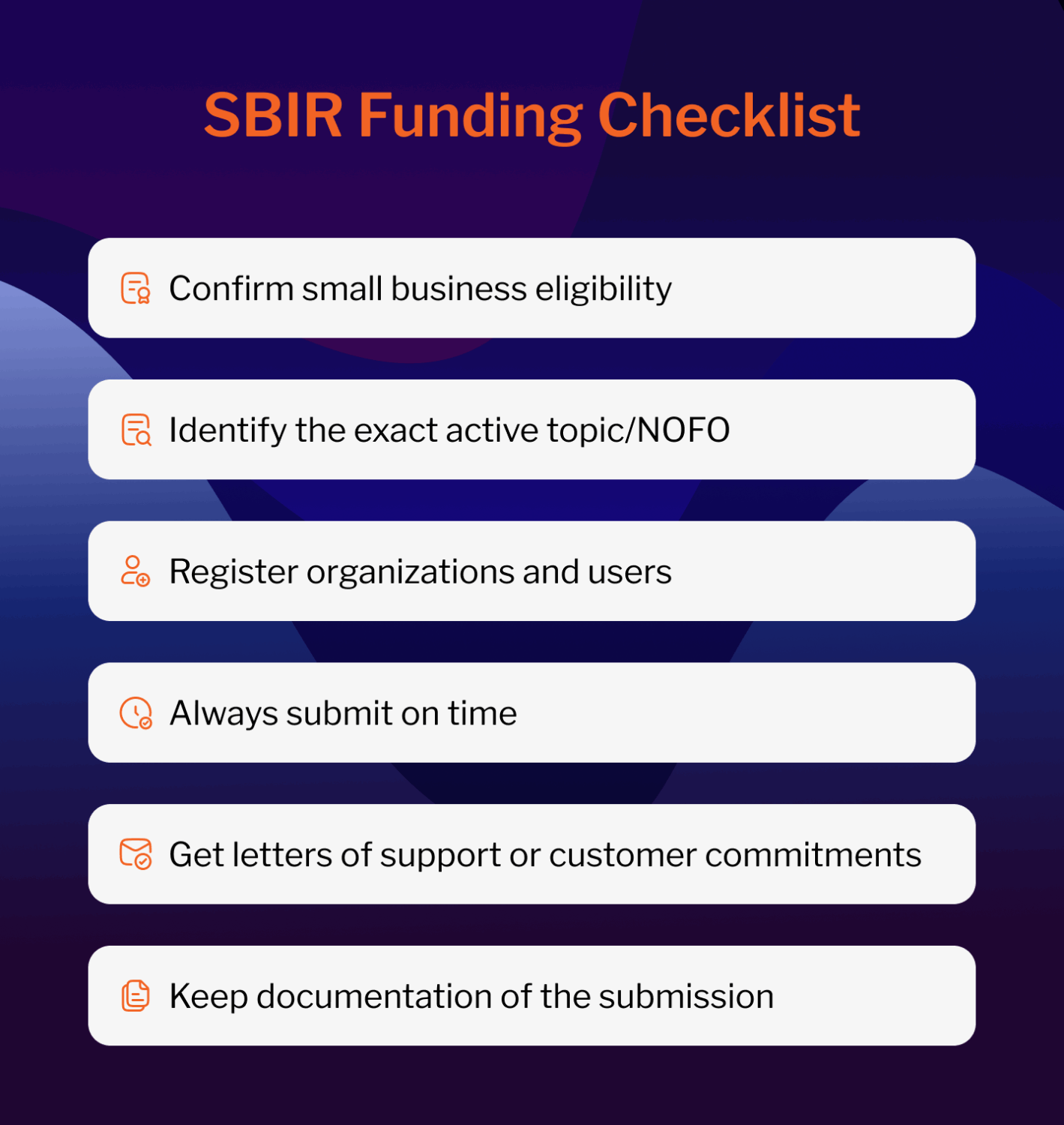 SBIR Funding Checklist